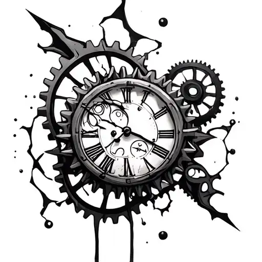 Broken Clock Gears Intertwined