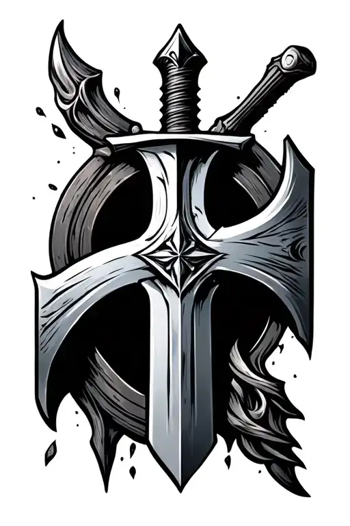 Iron Sharpens Iron Inside Of A Sword That Is Shaped Like A Cross