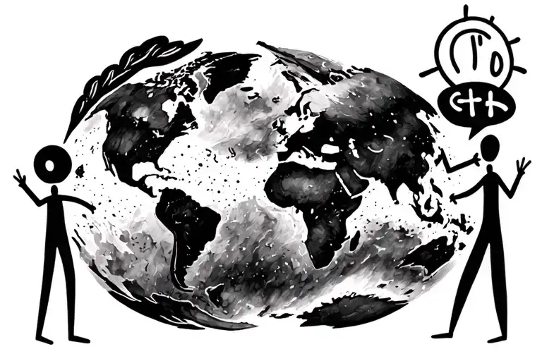 A Stick Figure Handing Another Stick Figure The World