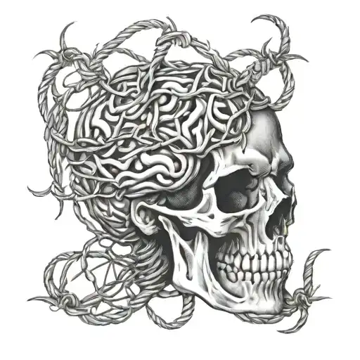 Brain Garden Wrapped In Barbed Wire