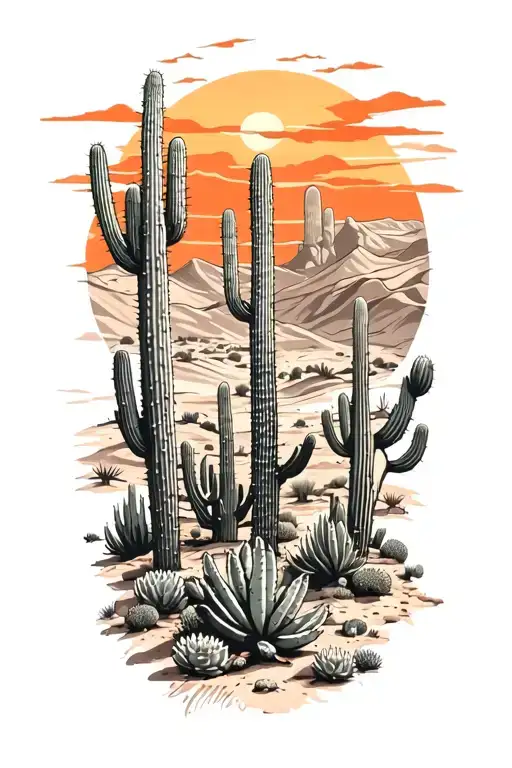 Desert Landscape Filled With Cacti