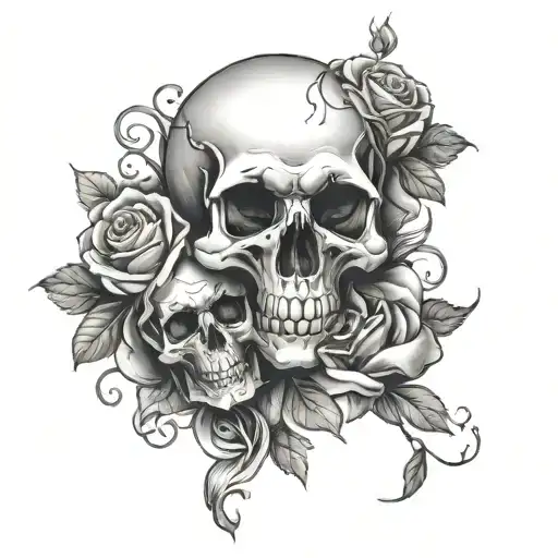 Skull & Roses Intertwined