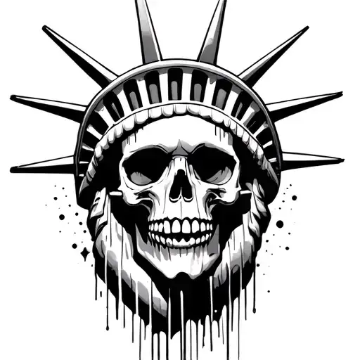 Statue Of Liberty Skull With Graffiti Wall
