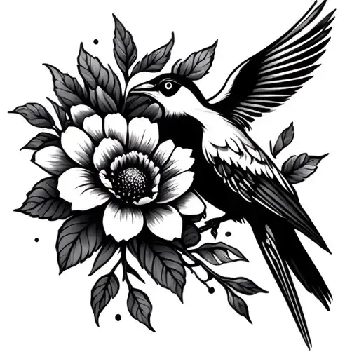 Hoopoe And Flower With L