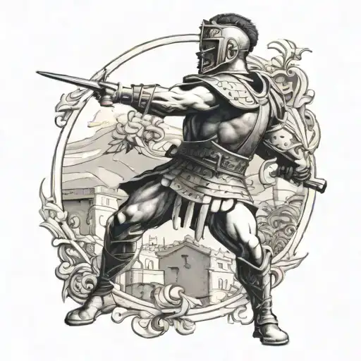 A Masculine Tattoo Of A Spanish Gladiator Fighting
