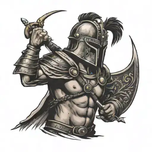 A Spanish Gladiator Tatoo That Expresses Never Give Up Attitude With No Extra Visuals