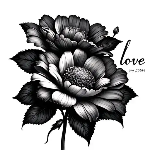 The Word Love With Flower Blooming Flowers