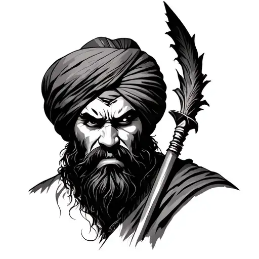 Angry Sikh Warrior Portrait