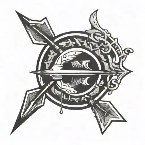 Arrow Through Door With Blood On Tip Of Arrow Piercing