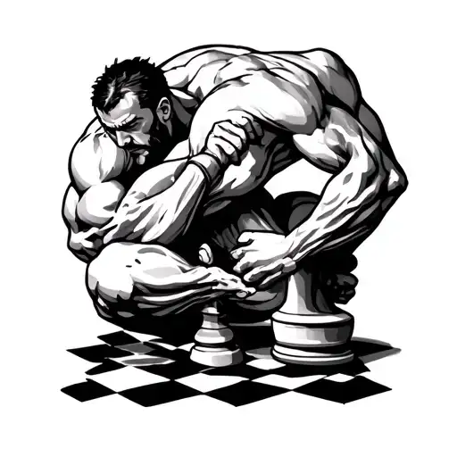 Jitsu Fighter In Fight Doing Armbar Chess Piece Morphing