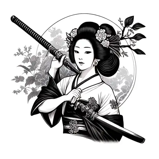 Geisha Holding A Katana