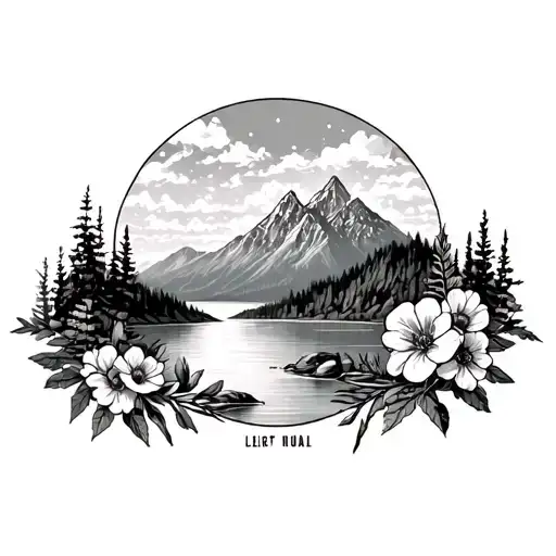 Western And Flowers And Mountains And Lake