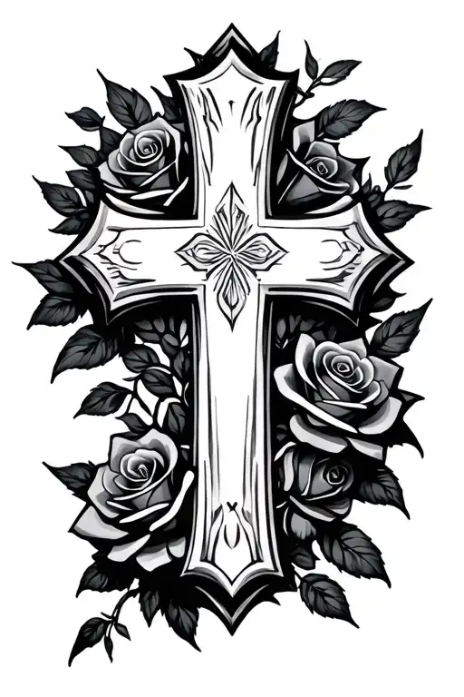 A Y2k Cross With Roses
