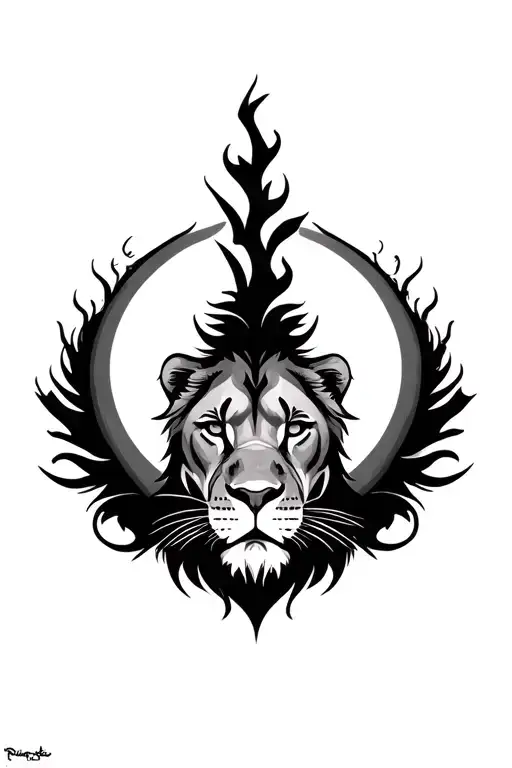 Lioness Face Surrounded