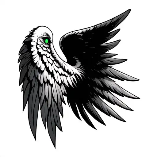 Angel Wing With Green Eyes For Arm