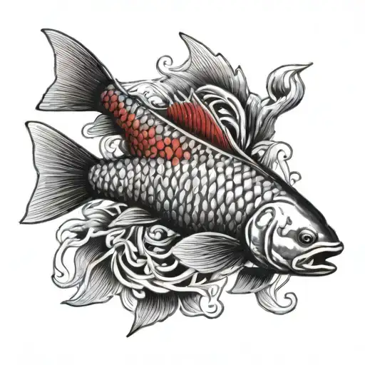 Red And Blue Rainbow Carp Meeting