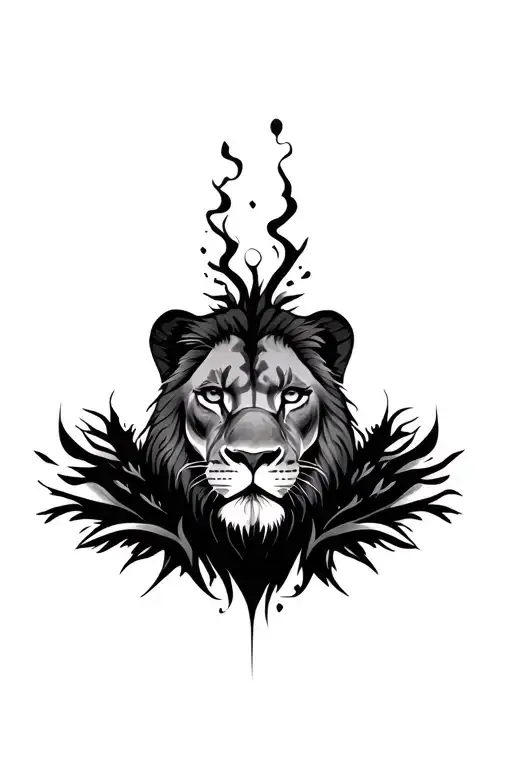 Lioness Face Surrounded