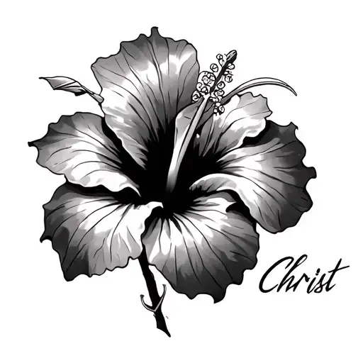 Hibiscus Tattoo With The Name Christ