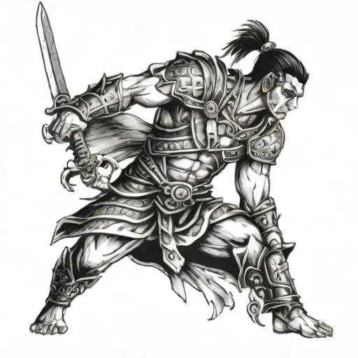 A Fierce Warrior Standing His Ground Paying Respect