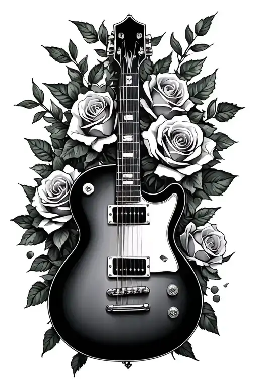 Guitar And Roses Growing