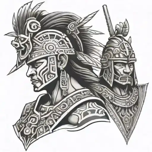 Aztec And Samurai Warrior