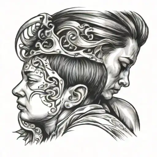 Mom Tapping On Son Head Surrounded