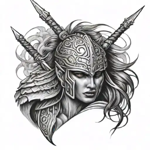 A Calm But Fierce Warrior Tattoo Design Idea