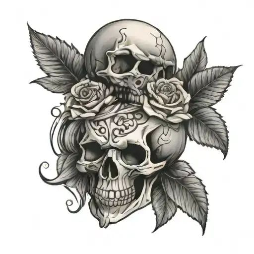 Skull And Roses Intertwined