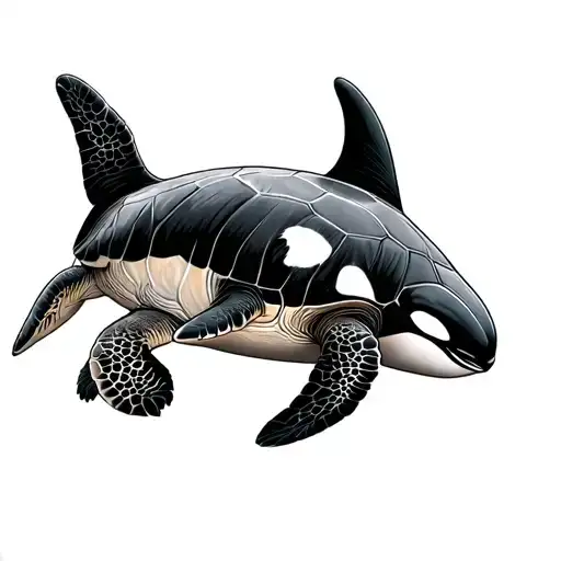 Killer Whale And Turtle In Sea Turtle Swimming
