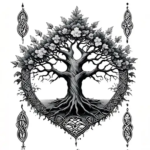 Traditional Irish Tree Of Life Surrounded