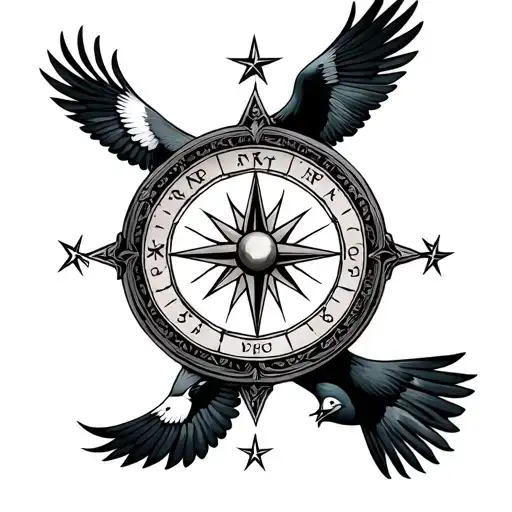 Gemini Stars Time Compass Two Birds Flying