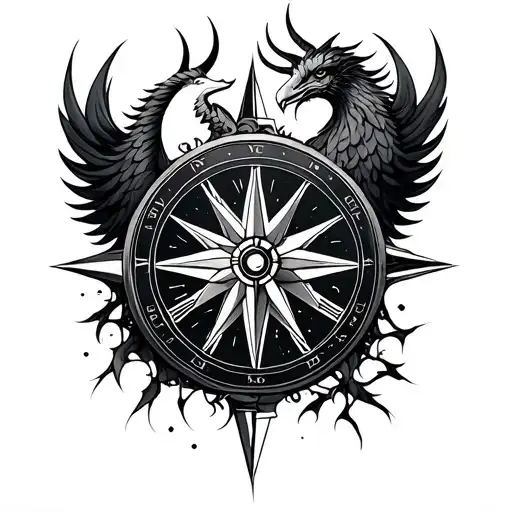 Capricorn Phoenix Clock Compass Combined Geometric