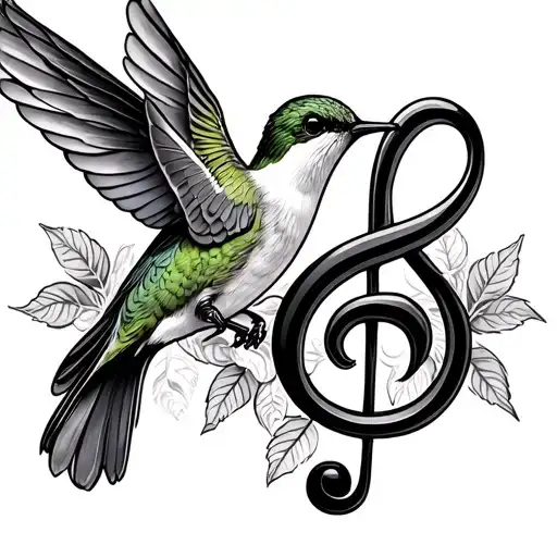 Hummingbird And Clef Intertwined