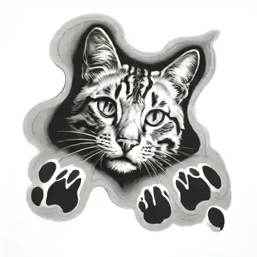 Cat Paw Print On Paper