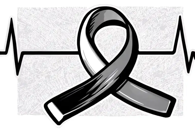 Leukemia Ribbon With Heartbeat Link Intertwined
