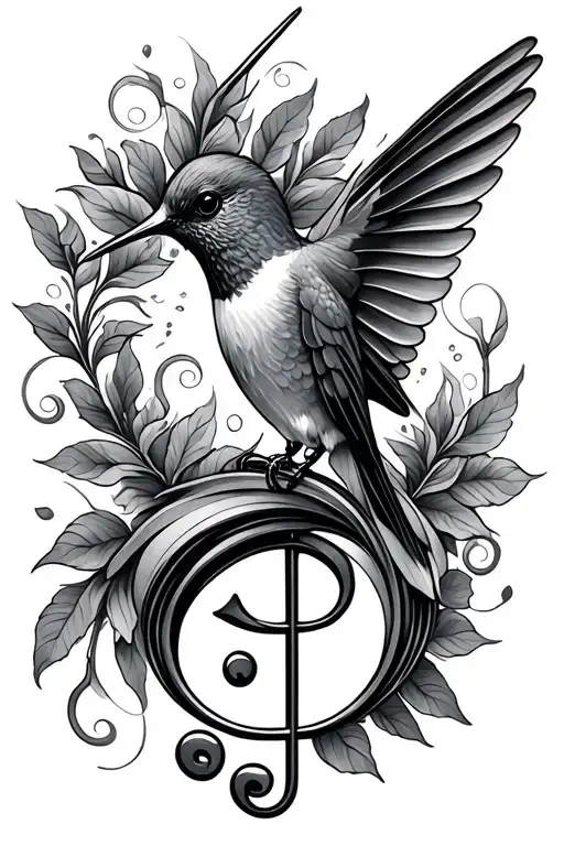 Hummingbird And Clef Intertwined