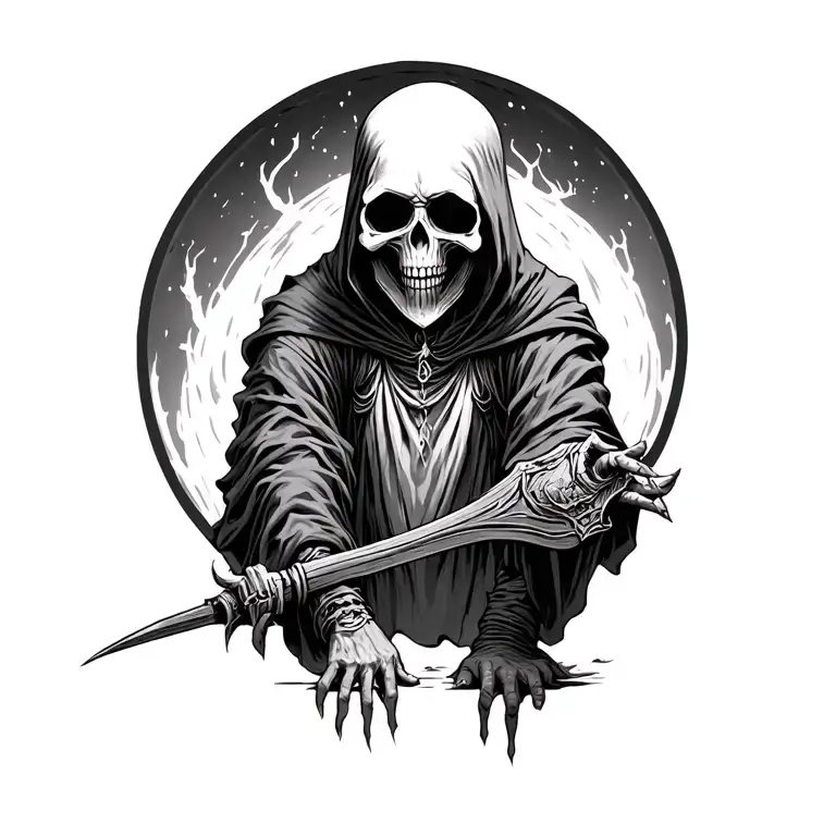 Grim Reaper And Souls Crawling