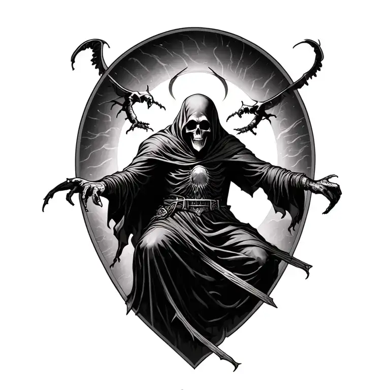 Grim Reaper And Souls Crawling Full Body