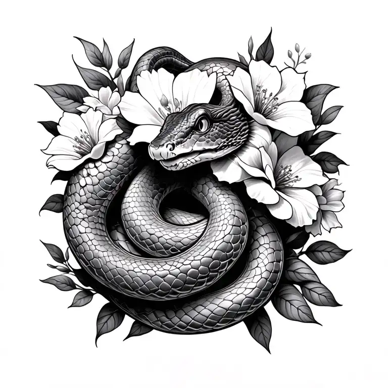 Snake And Flowers