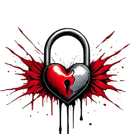 Broken Bleeding Dead Lovers Leaving Heart Shaped Lock