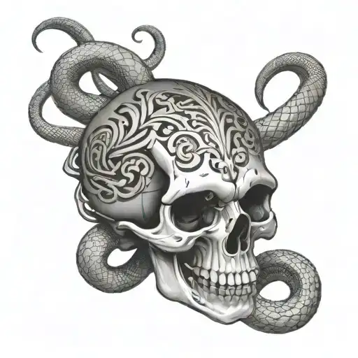Skull With Snake
