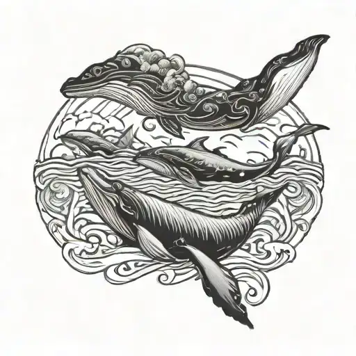 Pacific Island And Whales