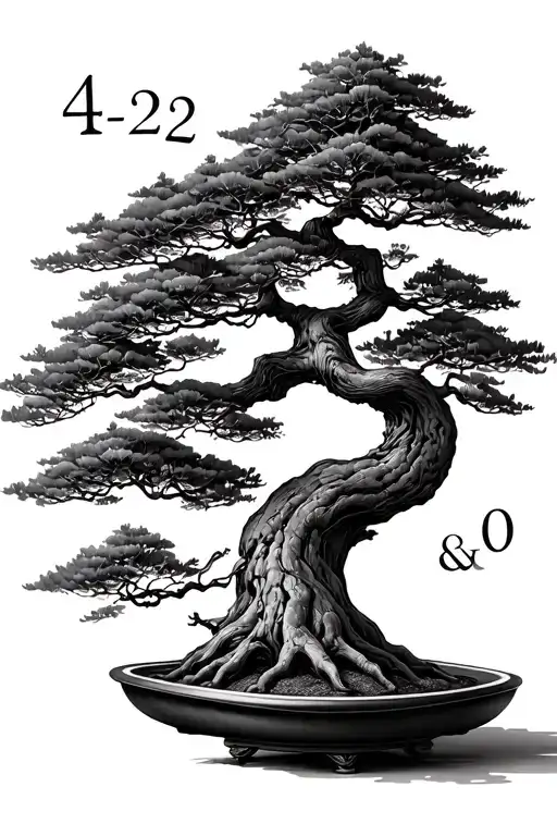 Bonsai Tree Growing In The Shape In F The Numbers 4 2 & 0