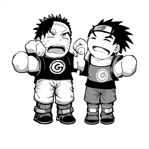 Adult And 2 Kids Fist Bump Wearing Naruto Logo On Wrist