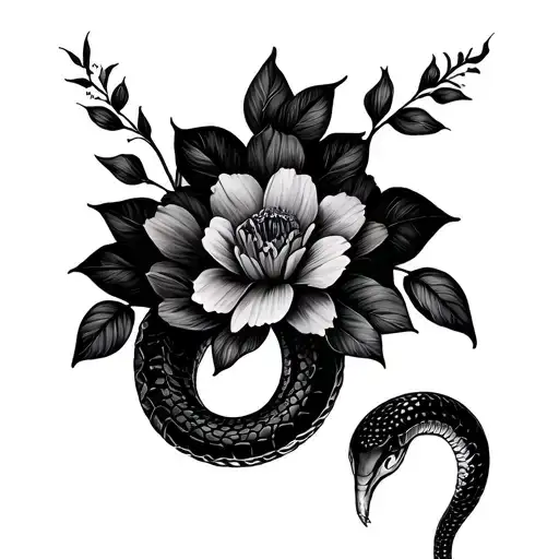 Snake And Fine Line Flowers
