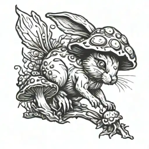 Evil Rabbit Tripping On Mushrooms