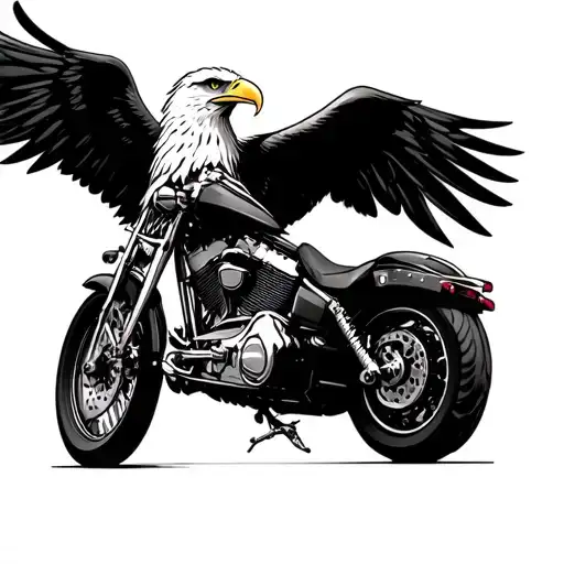Eagle And Harley Davidson Motorcycle
