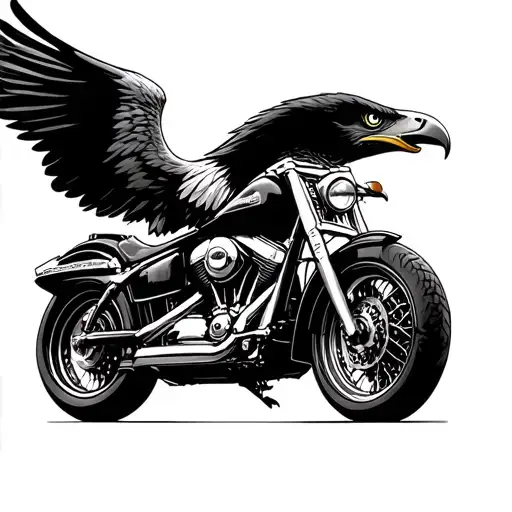 Eagle And Harley Davidson Motorcycle
