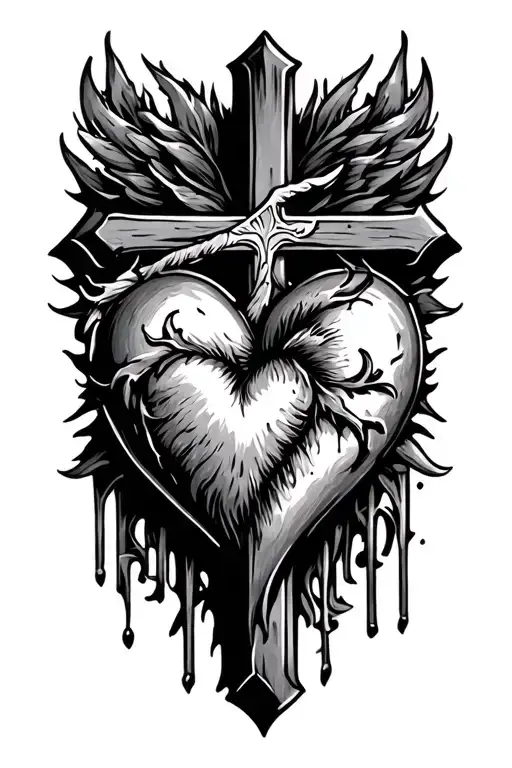 A Cross With Heart And The Name Written