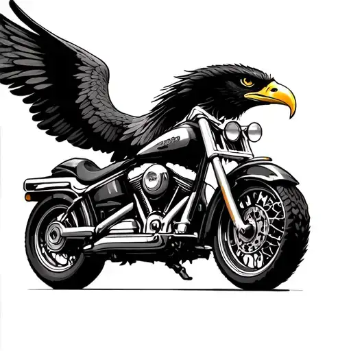 Eagle And Harley Davidson Motorcycle
